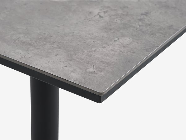 Table TIPMOSE L70 gris + 2 chaises MELLBY inclinable noir