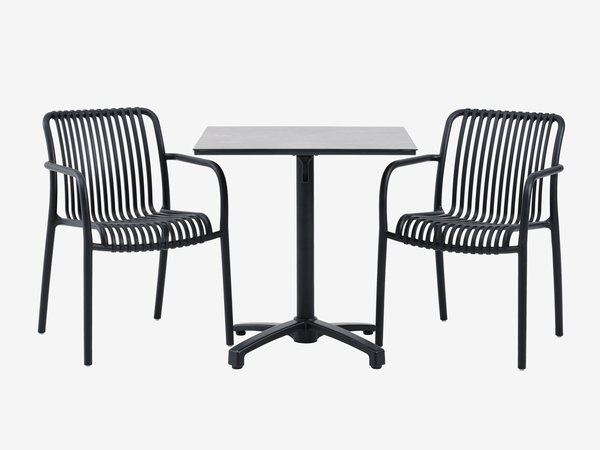 TIPMOSE Μ70 τραπέζι γκρι + 2 NABBEN καρέκλες μαύρο