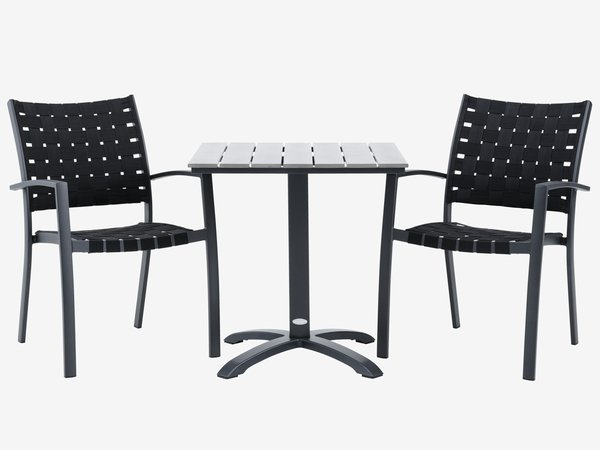 HOBRO C70 mesa cinzento + 2 JEKSEN cadeira preto