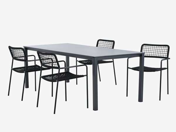 LANGET 207 masă + 4 ABING scaun negru
