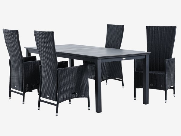 MOSS C214/315 mesa cinzenta + 4 SKIVE cadeira preto