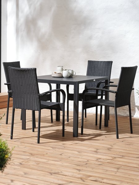 MADERUP L90 table + 4 GUDHJEM chair black