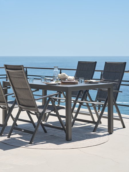 HAGEN L160 bord grå + 4 MYSEN stole grå