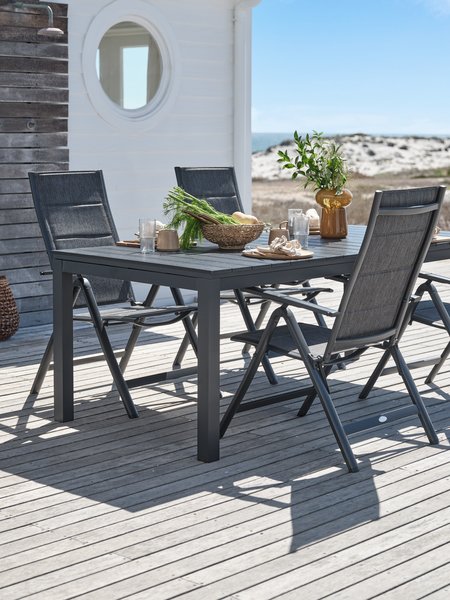 VATTRUP L206/321 table noir + 4 MYSEN chaises gris