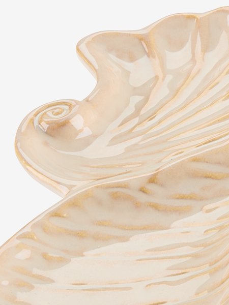 Plateau TORTUNA 10x25cm forme coquillage beige