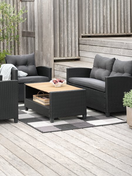 Loungeset VEN 4-persoons zwart