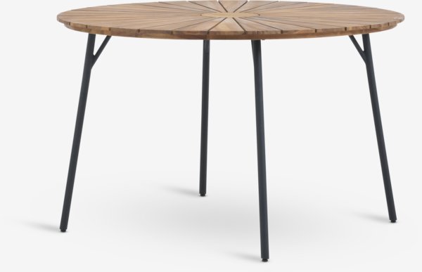 Mesa de jardín BASTRUP Ø120 madera dura/negro