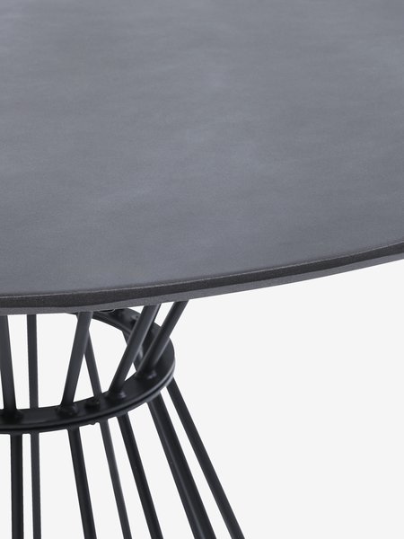 FAGERNES Ø110 grijs + 4 SANDVED stoelen zwart