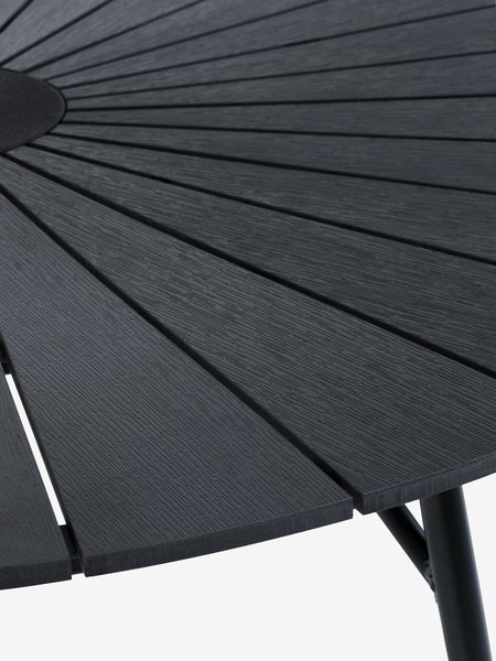 Table RANGSTRUP Ø130 noir + 4 chaises empilable NABE noir