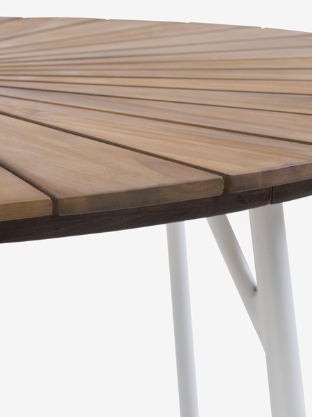 Mesa BASTRUP Ø120 madera dura/blanco + 4 GUDHJEM natural