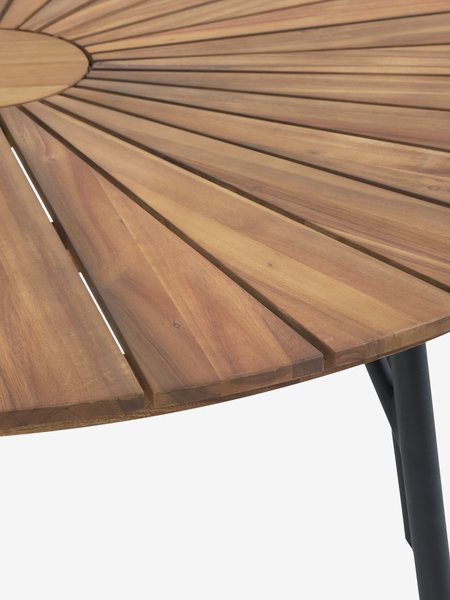 Mesa de jardín BASTRUP Ø120 madera dura/negro