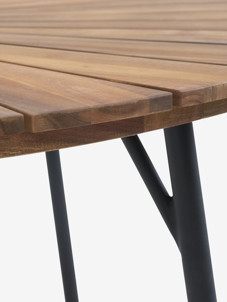 Mesa de jardín BASTRUP Ø120 madera dura/negro