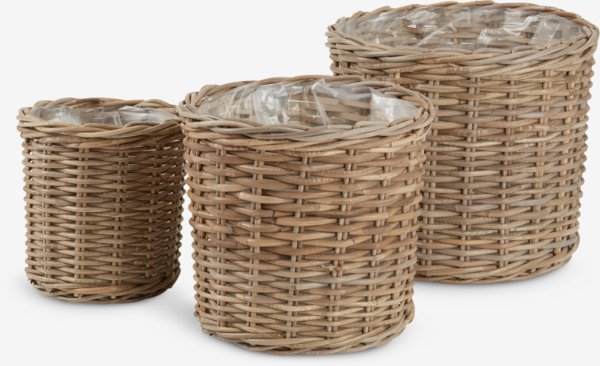 Planter basket SANSEBIE D40/33/25 kubu natural 3pcs/set