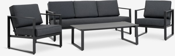 Loungeset VONGE 5 pers. zwart