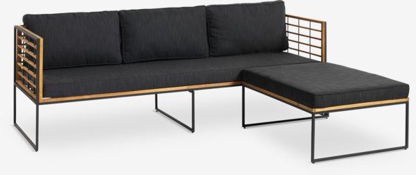 Lounge-Sofa UGILT m/Chaise 3 Personen Holz