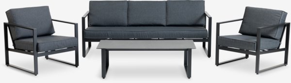 Loungeset VONGE 5 pers. zwart