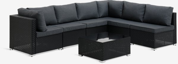 Modulaire loungeset EG 6-persoons zwart