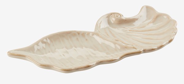 Vassoio TORTUNA W10xL25 cm a forma di conchiglia beige