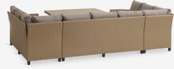 Set lounge ULLEHUSE 9 posti con vano contenitore naturale