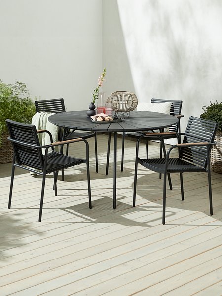RANGSTRUP Tavolo Ø130 cm + 4 NABE Sedie nero