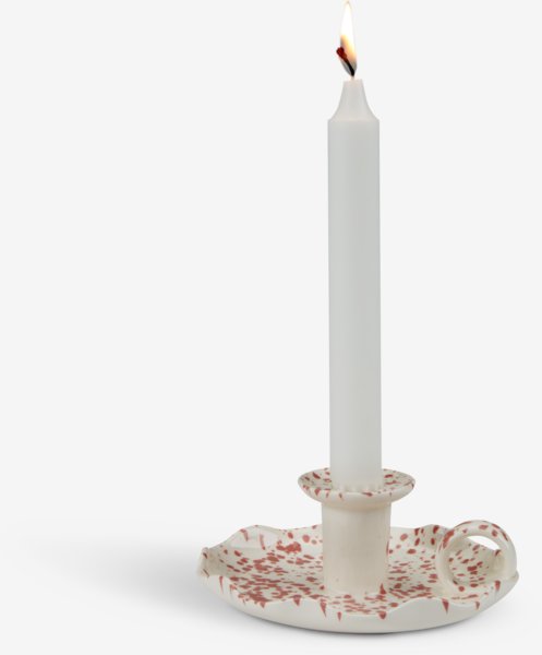 Kerzenständer REIDAR Ø14xH6cm weiß/rosa