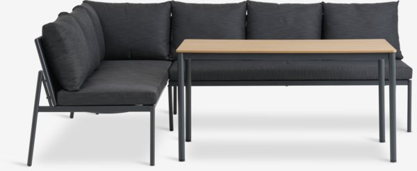 Set muebles jardín HAFJELL 6 plazas negro