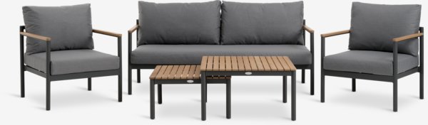 Set lounge ODDESUND 5 posti grigio