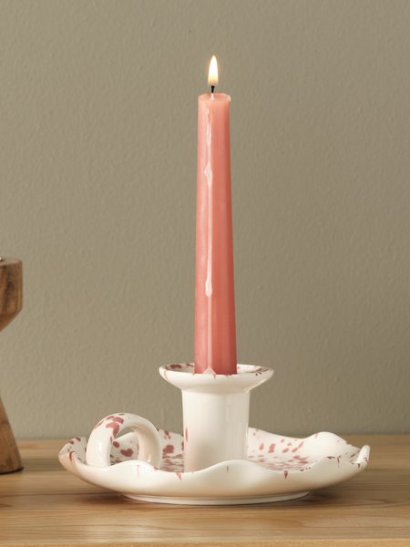 Candlestick REIDAR D14xH6cm white/rose