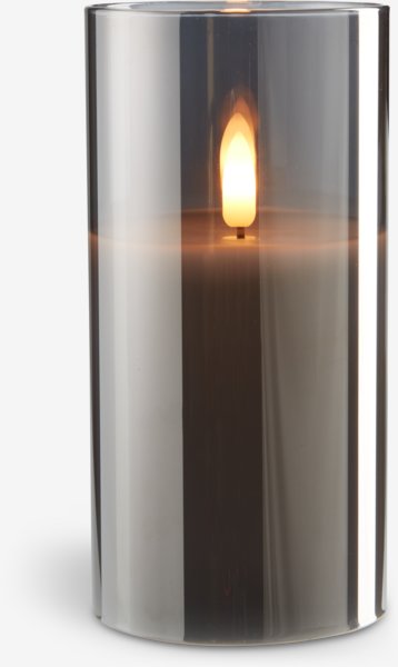 Candela LED KLAUS Ø8xH15 cm grigio