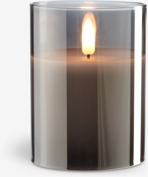 LED pillar candle KLAUS D8xH10cm grey