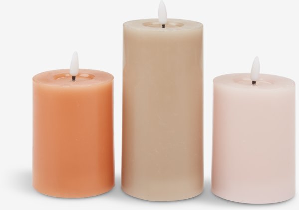 LED candle TERKEL H13/15/18cm set of 3pcs/set