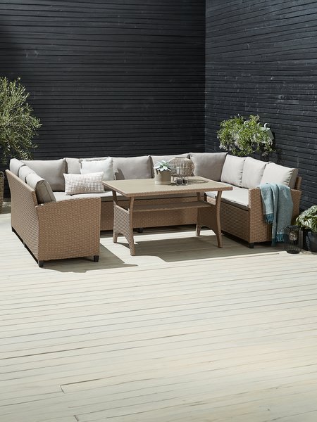 Set lounge ULLEHUSE 9 posti con vano contenitore naturale