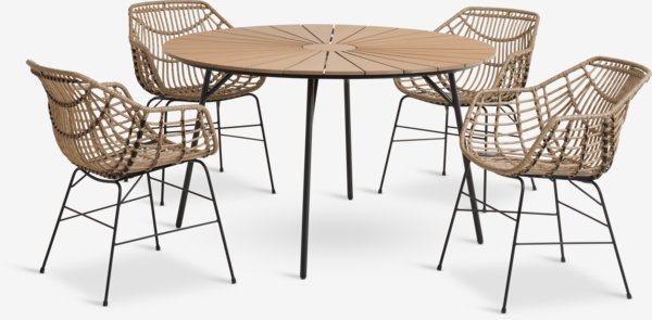 RANGSTRUP Ø130 stôl prírod./čierna + 4 ILDERHUSE stolička