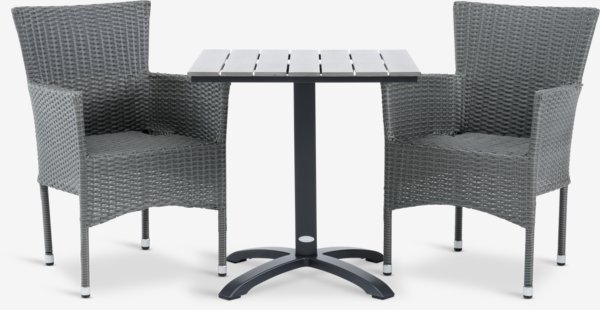 HOBRO L70 tafel + 2 AIDT stoelen grijs