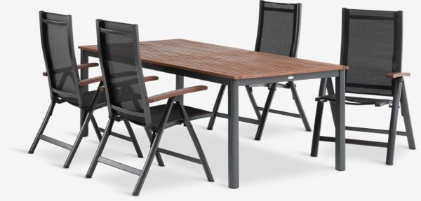 YTTRUP H210/300 asztal keményfa + 4 LIMHAMN szék szürke