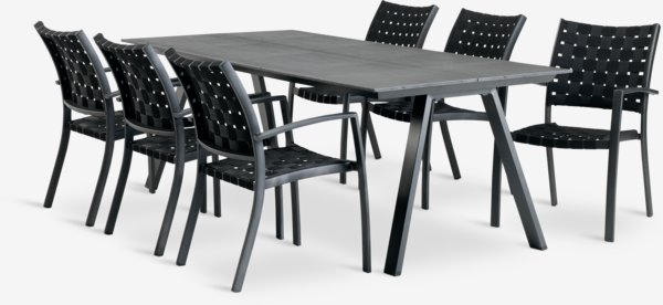 FAUSING L220 tafel + 4 JEKSEN stoelen zwart