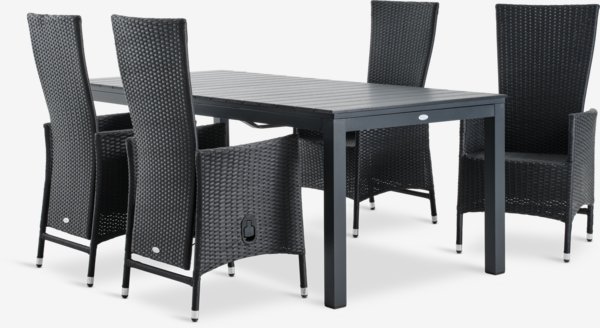 VATTRUP L206/319 Tisch + 4 SKIVE Stuhl schwarz
