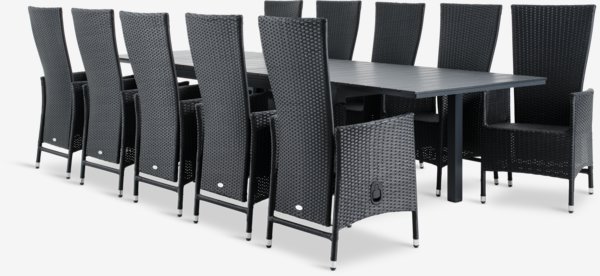Table VATTRUP L206/319 noir + 4 chaises SKIVE noir