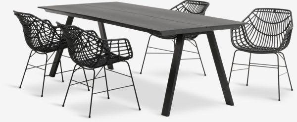 FAUSING L220 table + 4 ILDERHUSE chair black