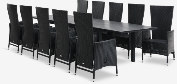 VATTRUP D206/319 stôl + 4 SKIVE kreslo čierna