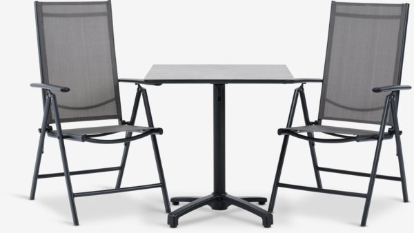 TIPMOSE L70 table grey + 2 MELLBY chair black