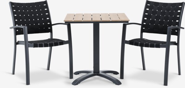 HOBRO L70 table natural + 2 JEKSEN chair black