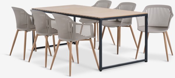 DAGSVAD Μ190 τραπέζι φυσικό + 4 VANTORE καρέκλες άμμου