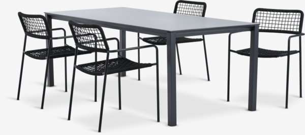 LANGET L207 table + 4 LABING chair black