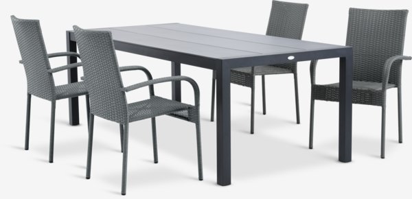 HAGEN L214 table + 4 GUDHJEM chair grey