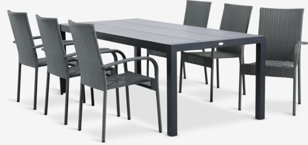HAGEN L214 table + 4 GUDHJEM chair grey