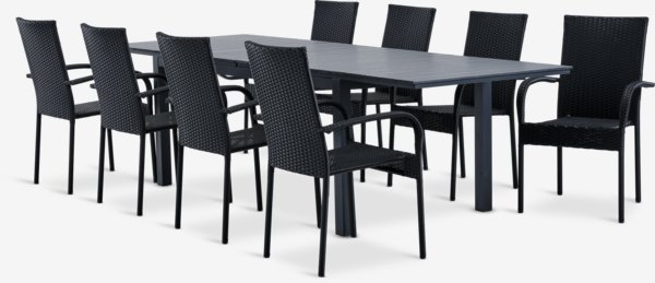 VATTRUP H170/273 asztal + 4 GUDHJEM szék fekete