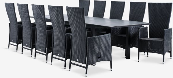 MOSS L214/315 table gris + 4 SKIVE chaises noir