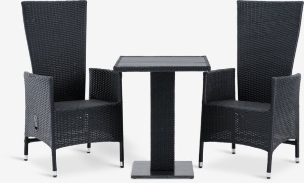 THY L60 bord + 2 SKIVE stol svart