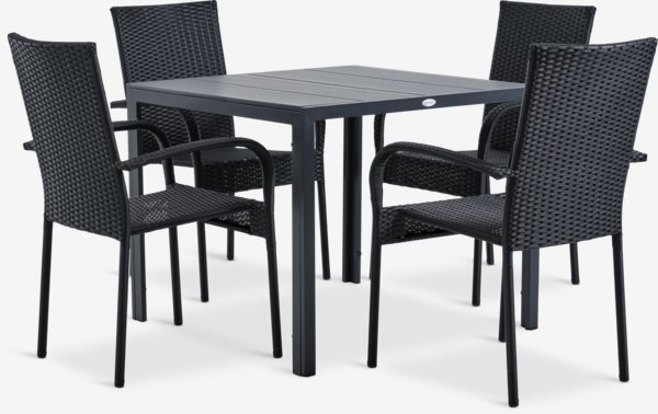 MADERUP L90 table + 4 GUDHJEM chair black